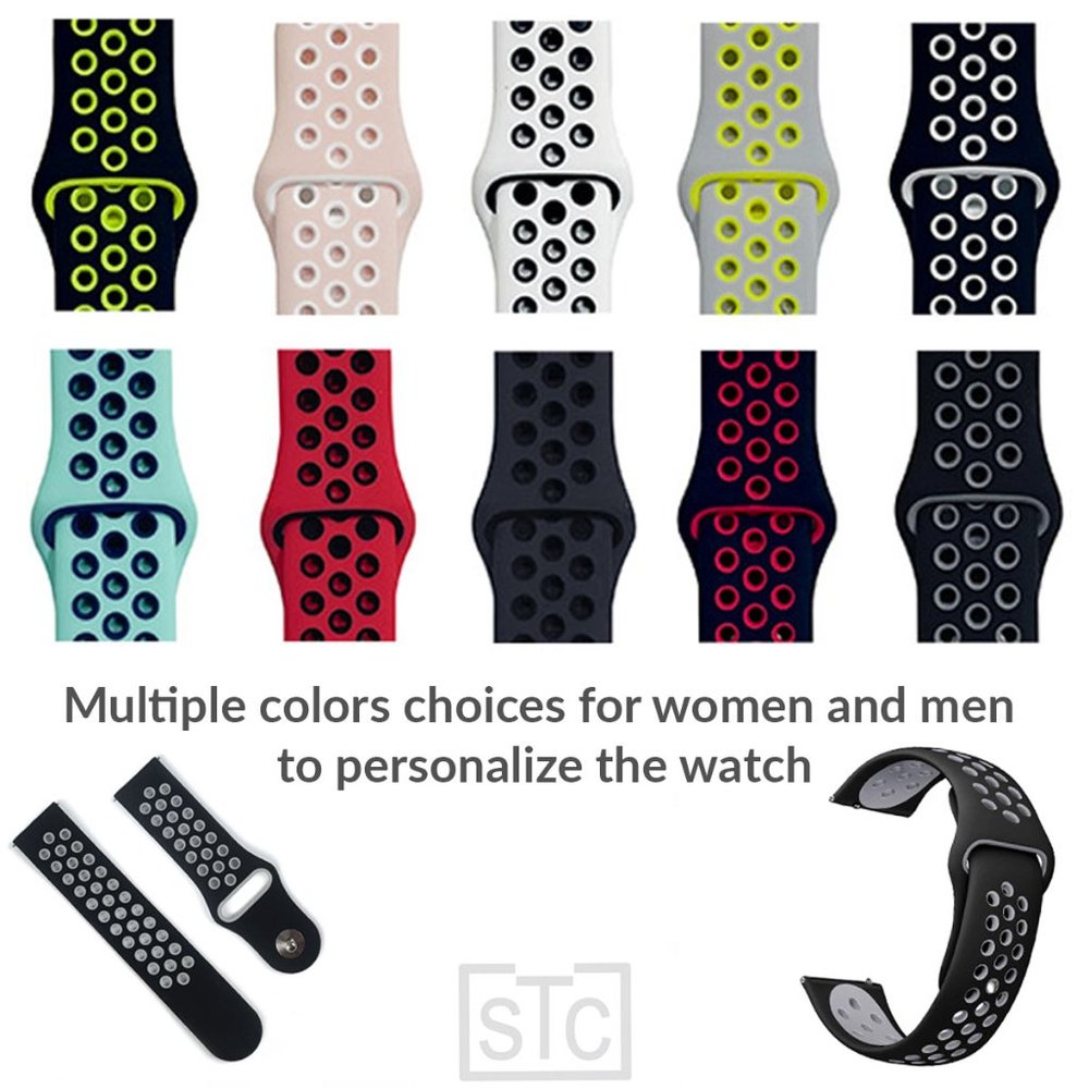 Silicone Replacement Watch Band Dual Colors with Quick Release 20m Bar